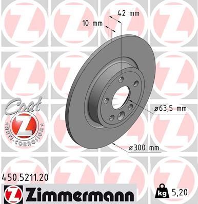 Otto Zimmermann 450.5211.20 Rear brake disc, non-ventilated 450521120