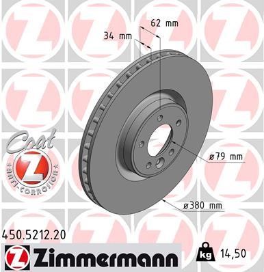 Otto Zimmermann 450.5212.20 Front brake disc ventilated 450521220
