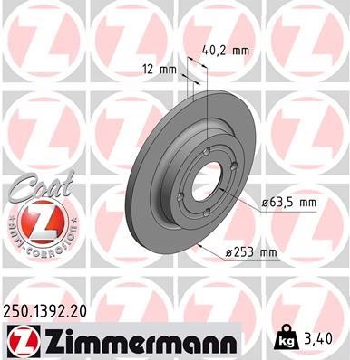 Otto Zimmermann 250.1392.20 Brake disc 250139220