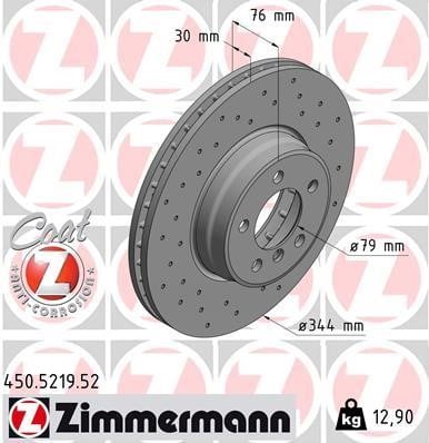 Otto Zimmermann 450.5219.52 Brake disc 450521952