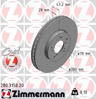 Otto Zimmermann 280.3158.20 Brake disc 280315820