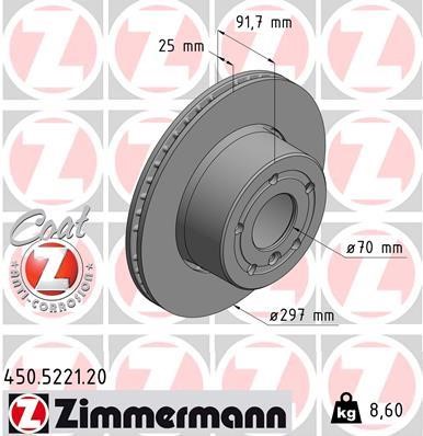 Otto Zimmermann 450.5221.20 Front brake disc ventilated 450522120