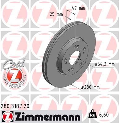 Otto Zimmermann 280.3187.20 Front brake disc ventilated 280318720