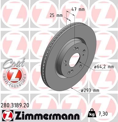 Otto Zimmermann 280.3189.20 Front brake disc ventilated 280318920