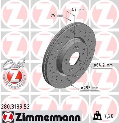 Otto Zimmermann 280.3189.52 Front brake disc ventilated 280318952