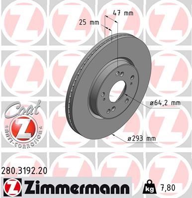 Otto Zimmermann 280.3192.20 Front brake disc ventilated 280319220