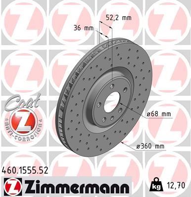Otto Zimmermann 460.1555.52 Front brake disc ventilated 460155552