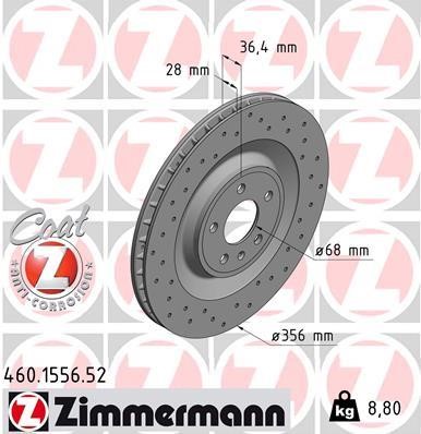 Otto Zimmermann 460.1556.52 Rear ventilated brake disc 460155652