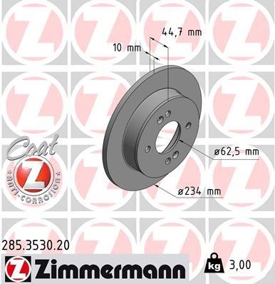 Otto Zimmermann 285.3530.20 Rear brake disc, non-ventilated 285353020