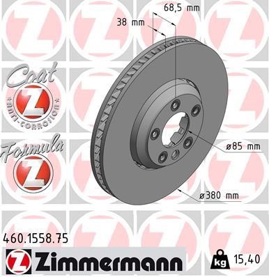 Otto Zimmermann 460.1558.75 Front brake disc ventilated 460155875