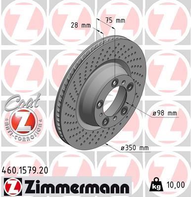 Otto Zimmermann 460.1579.20 Rear ventilated brake disc 460157920