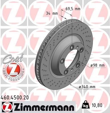Otto Zimmermann 460.4500.20 Brake disk 460450020