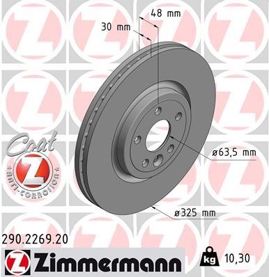 Otto Zimmermann 290.2269.20 Front brake disc ventilated 290226920