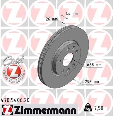 Otto Zimmermann 470.5406.20 Front brake disc ventilated 470540620