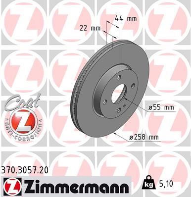Otto Zimmermann 370.3057.20 Front brake disc ventilated 370305720