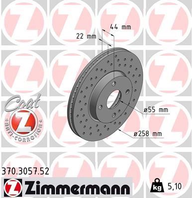 Otto Zimmermann 370.3057.52 Front brake disc ventilated 370305752