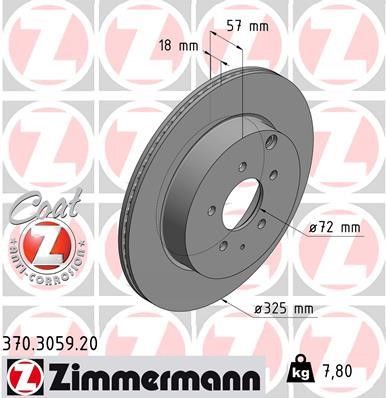 Otto Zimmermann 370.3059.20 Rear ventilated brake disc 370305920