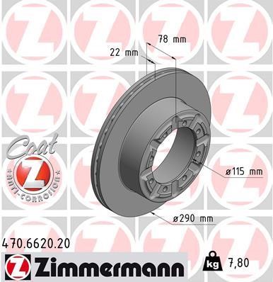 Otto Zimmermann 470662020 Rear ventilated brake disc 470662020