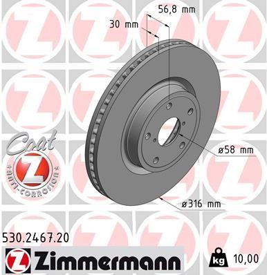 Otto Zimmermann 530.2467.20 Front brake disc ventilated 530246720
