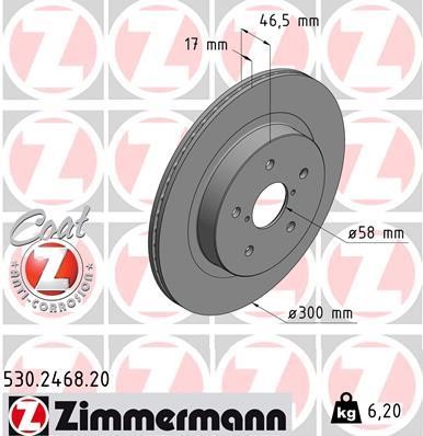 Otto Zimmermann 530.2468.20 Rear ventilated brake disc 530246820