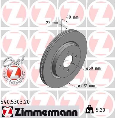 Otto Zimmermann 540.5303.20 Brake disc 540530320