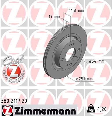 Otto Zimmermann 380.2117.20 Brake disk 380211720