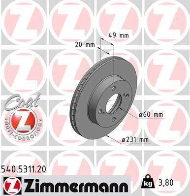 Otto Zimmermann 540.5311.20 Brake disc 540531120