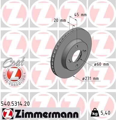 Otto Zimmermann 540.5314.20 Brake disk 540531420