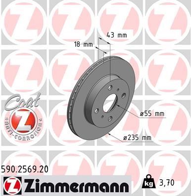 Otto Zimmermann 590.2569.20 Brake disc 590256920