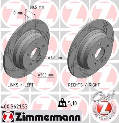 Otto Zimmermann 400.3621.53 Rear brake disc, non-ventilated 400362153