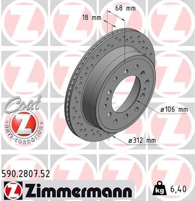 Otto Zimmermann 590.2807.52 Rear ventilated brake disc 590280752