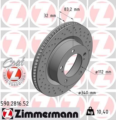 Otto Zimmermann 590281652 Front brake disc ventilated 590281652
