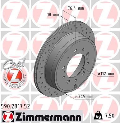 Otto Zimmermann 590.2817.52 Rear ventilated brake disc 590281752
