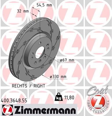 Otto Zimmermann 400.3648.55 Brake disc 400364855