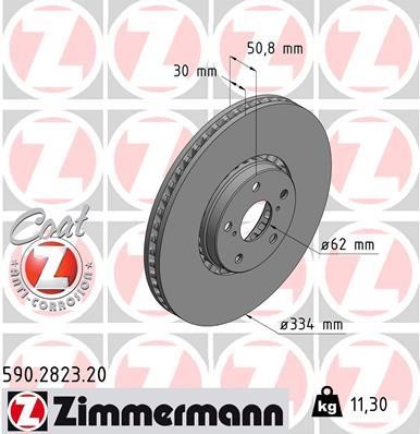Otto Zimmermann 590.2823.20 Front right ventilated brake disc 590282320