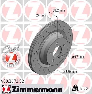 Otto Zimmermann 400.3672.52 Brake disc 400367252
