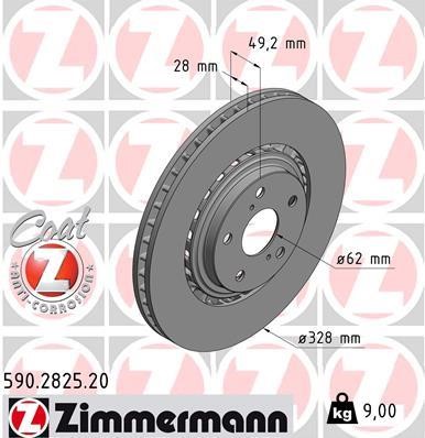 Otto Zimmermann 590.2825.20 Front brake disc ventilated 590282520