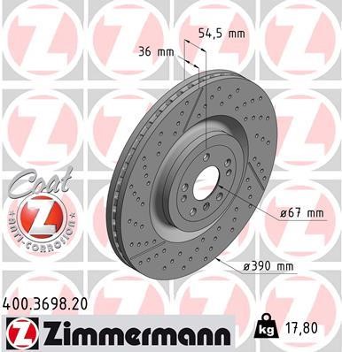 Otto Zimmermann 400369820 Front brake disc ventilated 400369820