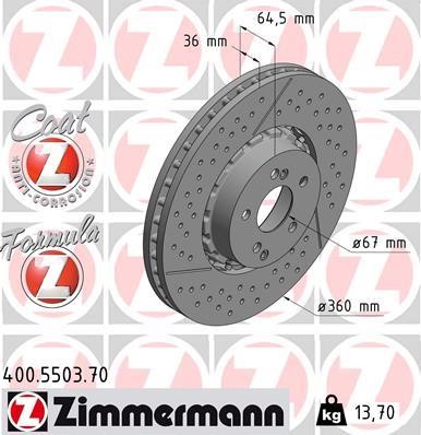 Otto Zimmermann 400.5503.70 Front brake disc ventilated 400550370