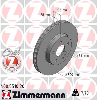 Otto Zimmermann 400.5510.20 Front brake disc ventilated 400551020