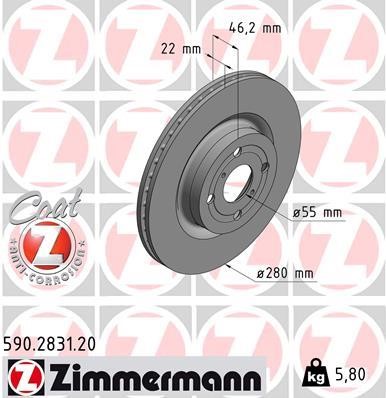 Otto Zimmermann 590.2831.20 Brake disk 590283120