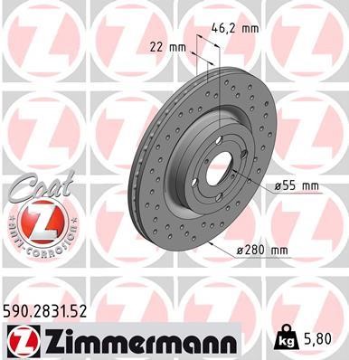 Otto Zimmermann 590.2831.52 Brake disk 590283152