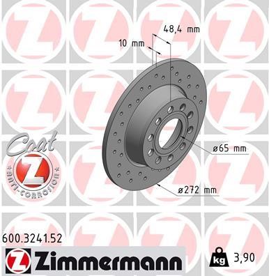 Otto Zimmermann 600.3241.52 Rear brake disc, non-ventilated 600324152