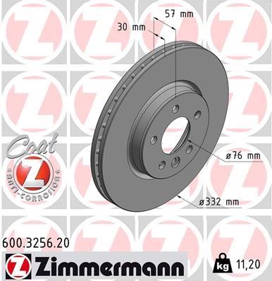 Otto Zimmermann 600.3256.20 Front brake disc ventilated 600325620