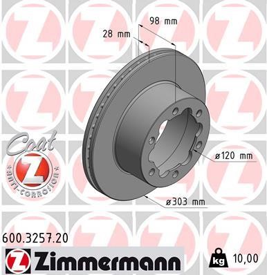 Otto Zimmermann 600.3257.20 Brake disk 600325720