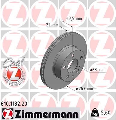 Otto Zimmermann 610.1182.20 Front brake disc ventilated 610118220