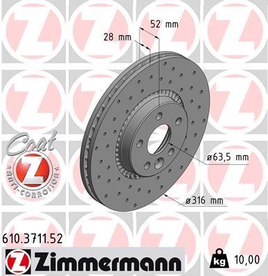 Otto Zimmermann 610.3711.52 Brake disc 610371152
