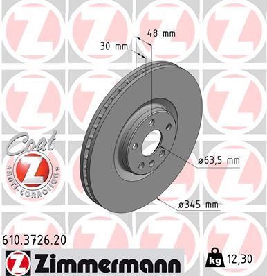 Otto Zimmermann 610.3726.20 Front brake disc ventilated 610372620