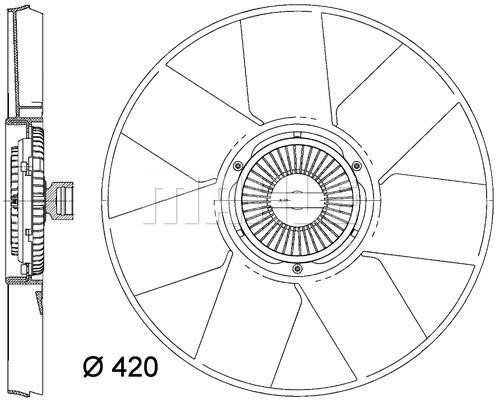 Hub, engine cooling fan wheel Mahle&#x2F;Behr CFF 472 000P
