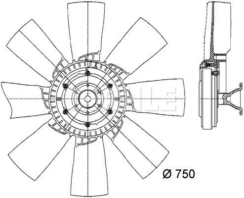 Hub, engine cooling fan wheel Mahle/Behr CFF 419 000P